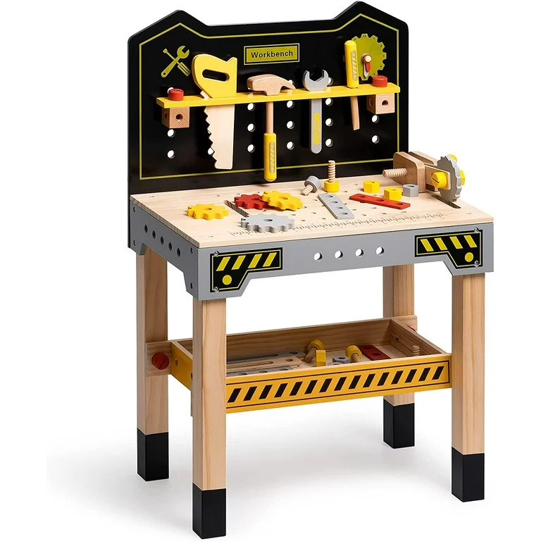ROBUD Wooden Tool Workbench Toy for Kids & Toddlers, Pretend Play Tool Toy Gift for 3+ Boys Girls | Walmart (US)