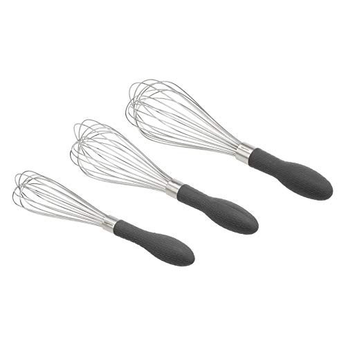 Amazon Basics Stainless Steel Wire Whisk Set for Cooking, Dishwasher Safe, 3 Piece, Black/Silver | Amazon (US)