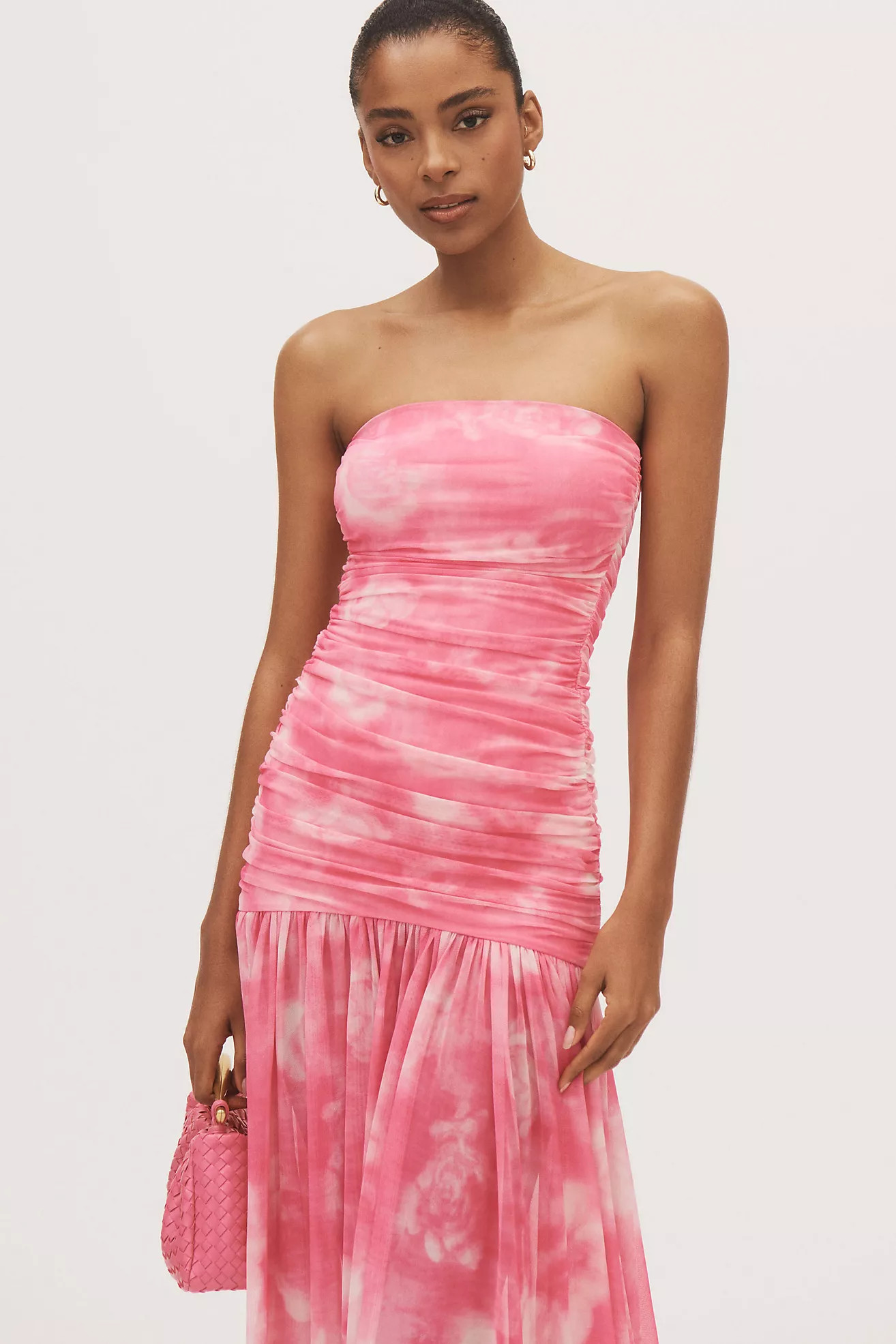Bardot Solana Strapless Mesh Drop-Waist Midi Dress | Anthropologie (US)