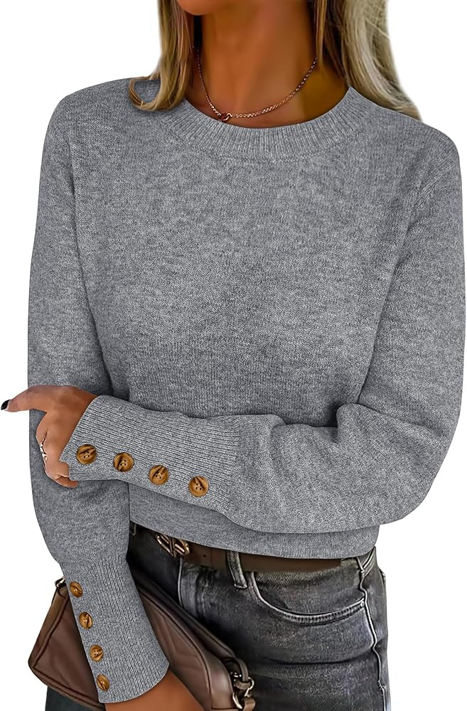 ANRABESS Sweaters for Women Long Sleeve Crewneck Casual Loose Wool Blend Soft Knit Pullover Tops ... | Amazon (US)