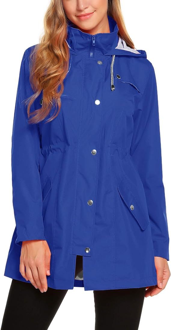 ZHENWEI Womens Lightweight Hooded Waterproof Active Outdoor Rain Jacket S-XXL | Amazon (US)