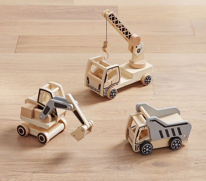 Wooden Construction Trucks, Set of 3 | Pottery Barn Kids