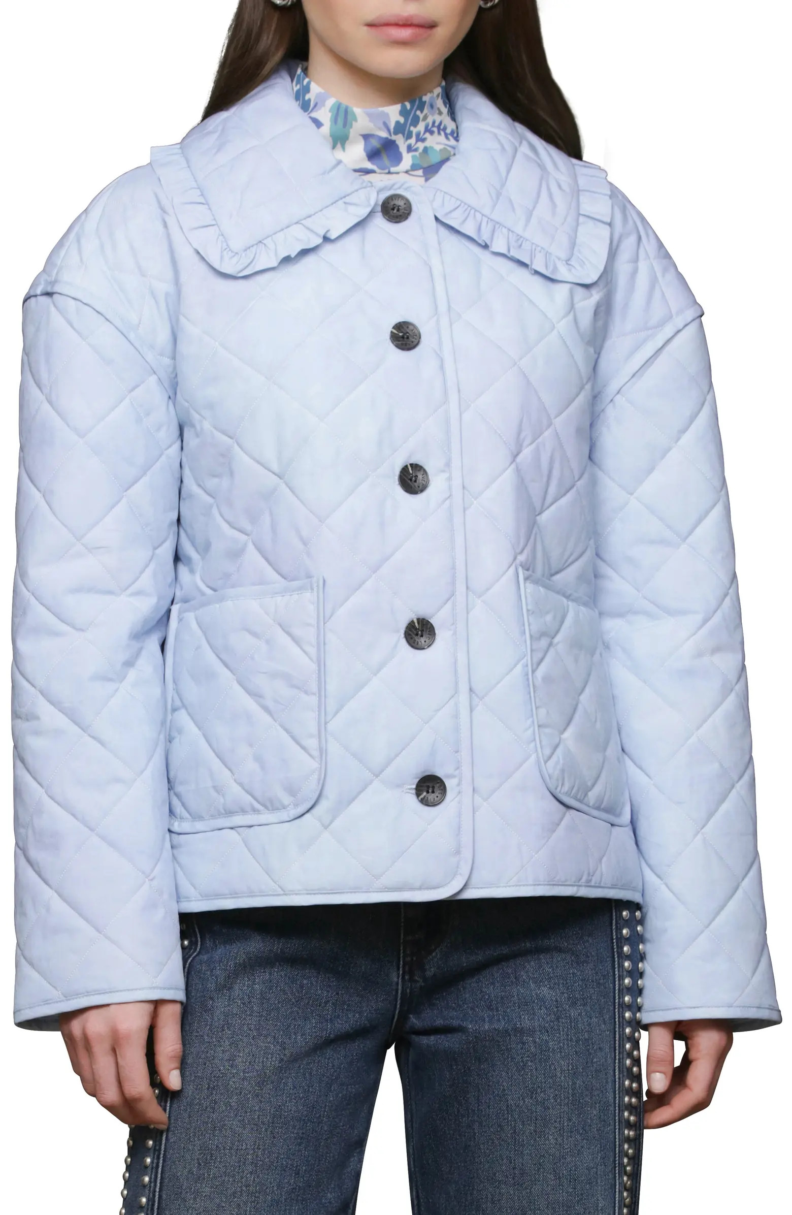Avec Les Filles Ruffle Collar Quilted Jacket | Nordstrom | Nordstrom
