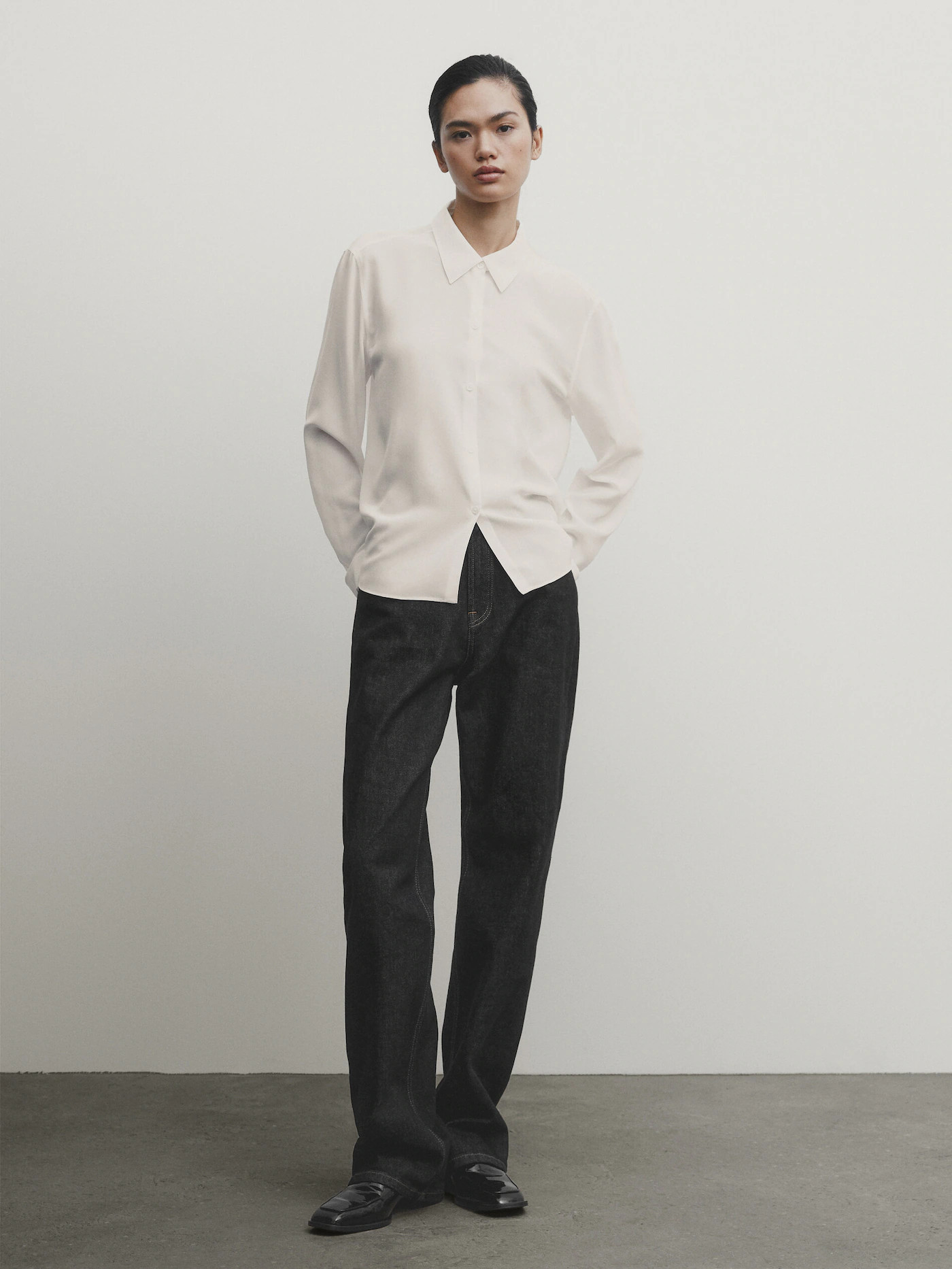 Flowing 100% silk crepe shirt | Massimo Dutti US