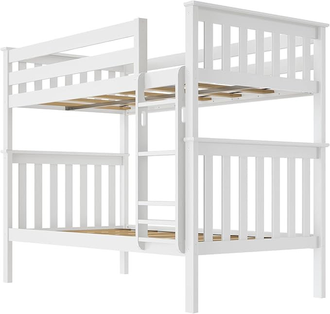 Max & Lily Bunk Bed Twin over Twin, Solid Wood Bunk Bed Frame with Ladder for Kids, 14" Safety Gu... | Amazon (US)