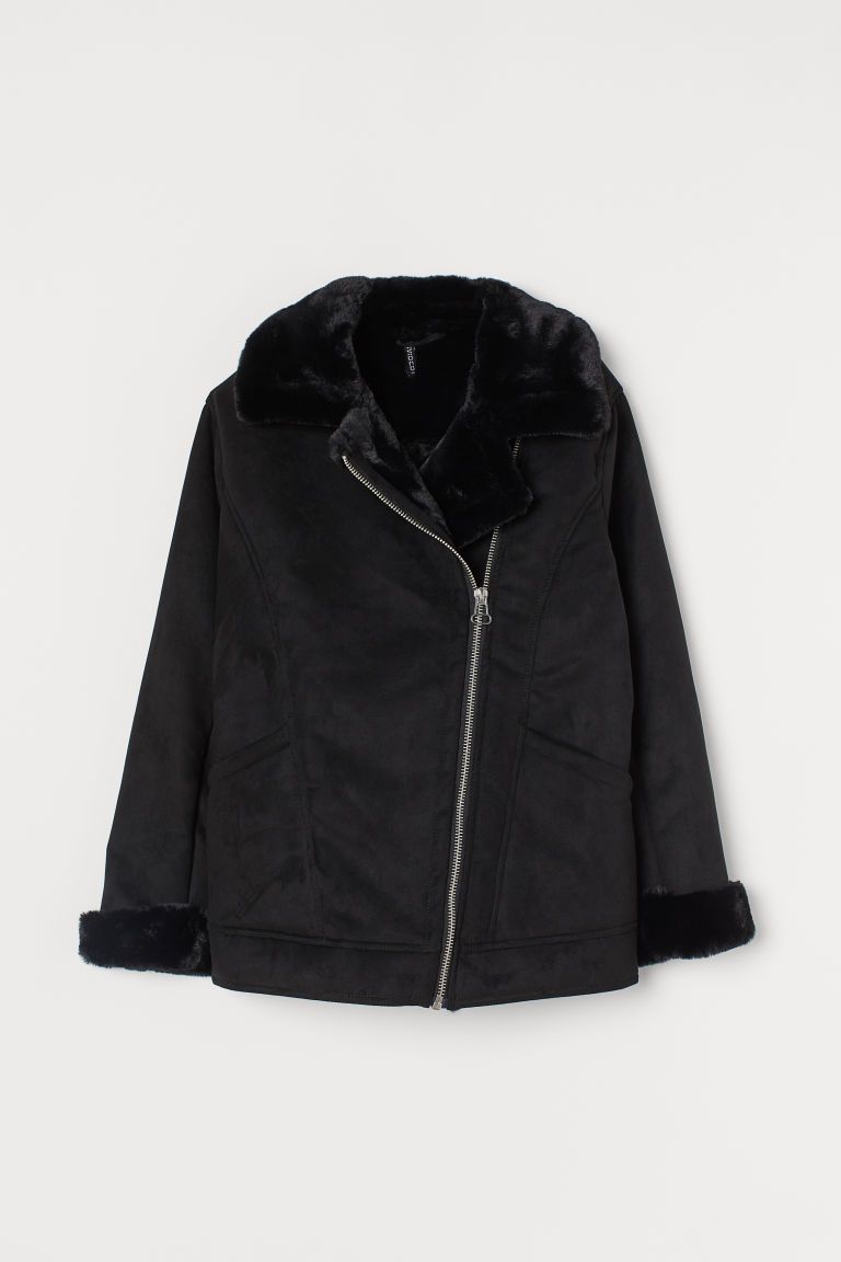 H & M - Faux Fur-collar Jacket - Black | H&M (US + CA)