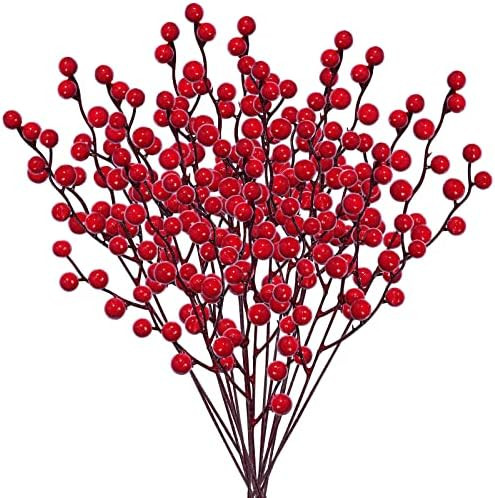 COCOBOO 25pcs Christmas Red Berries for Christmas Tree Artificial Red Berry Stems for Holiday Flo... | Amazon (US)