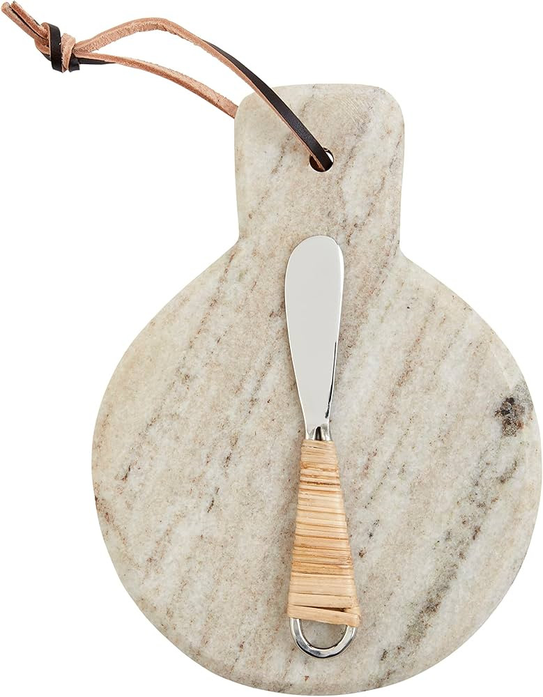 Mud Pie Circle Beige Marble Board, Board Approx 8 1/2" X 6 1/4" | Spreader 5 1/2" | Amazon (US)