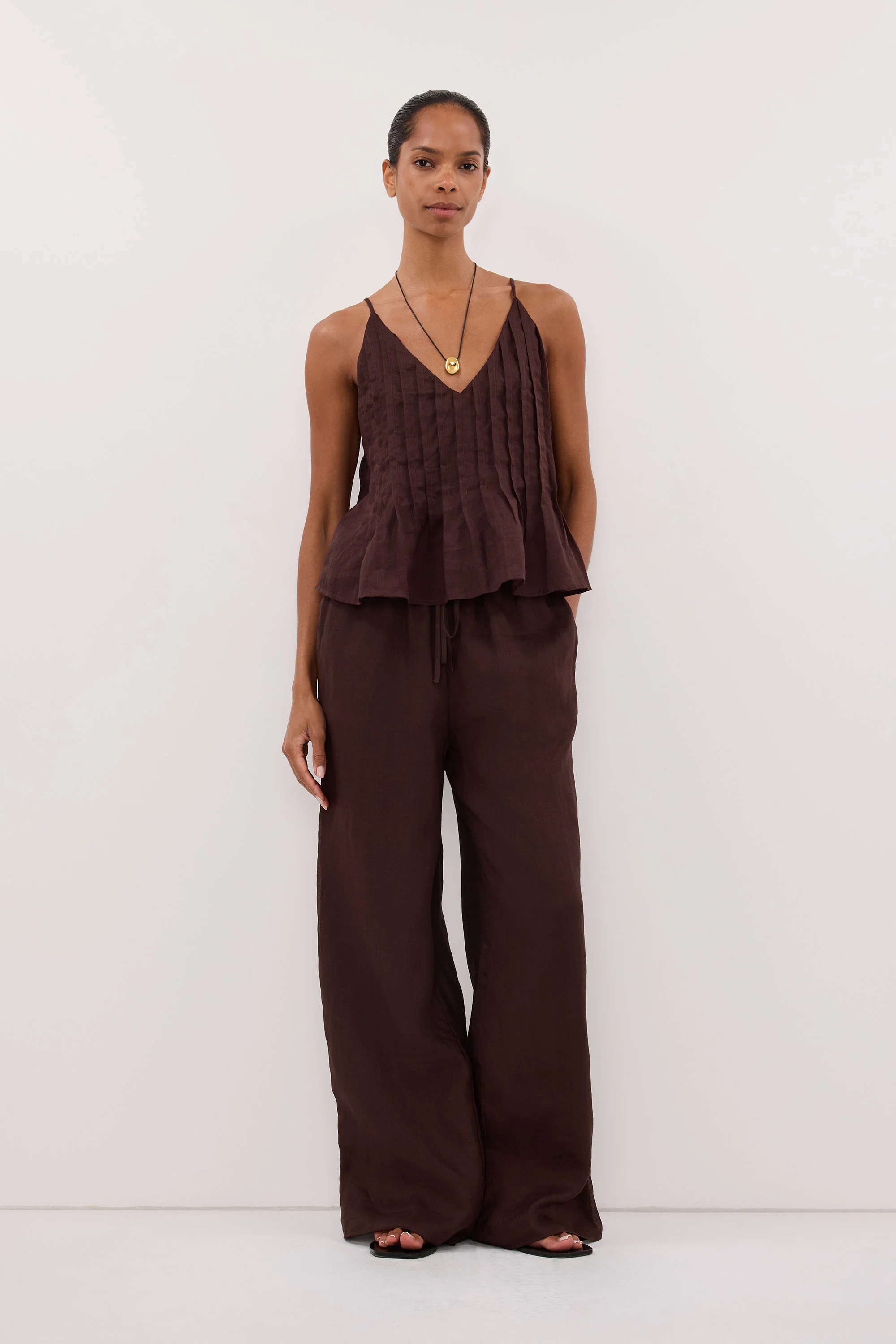 GINNY BURNT CHOC RAMIE PANT | DISSH