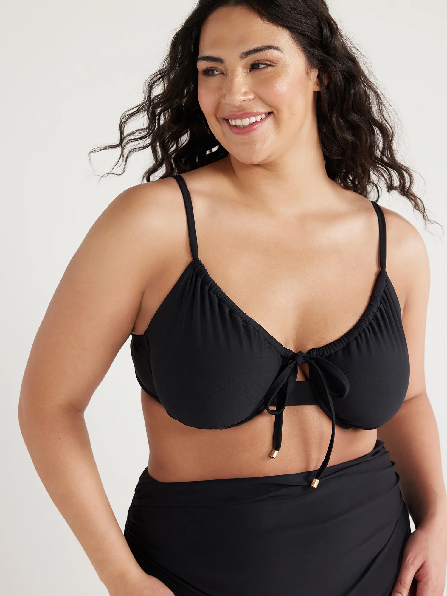 Time and Tru Women's and Women's Plus Tie Front Underwire Bikini Top, Sizes S-3X | Walmart (US)