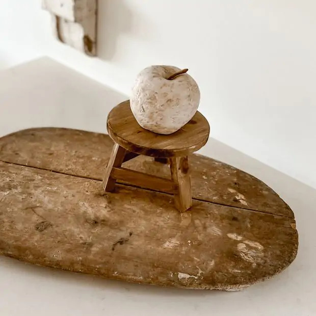 Mini Wood Stool Riser | Antique Farm House