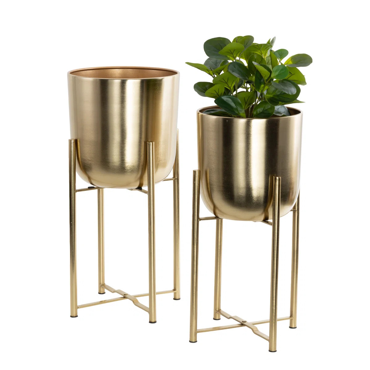 CosmoLiving by Cosmopolitan Gold Metal Dome Indoor Outdoor Planter with Removable Stand, Set of 2 | Wayfair North America