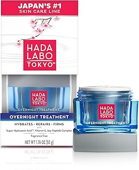 Hada Labo Tokyo Anti-Aging Overnight Treatment, Hyaluronic Acid Night Cream for Intense Hydration... | Amazon (US)