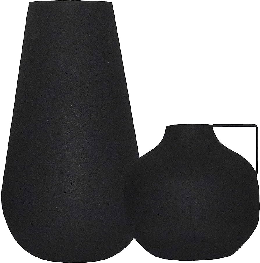 Renwil Roove Modern Iron Metal Decorative Vase in Matte Black (Set of 2) | Amazon (US)