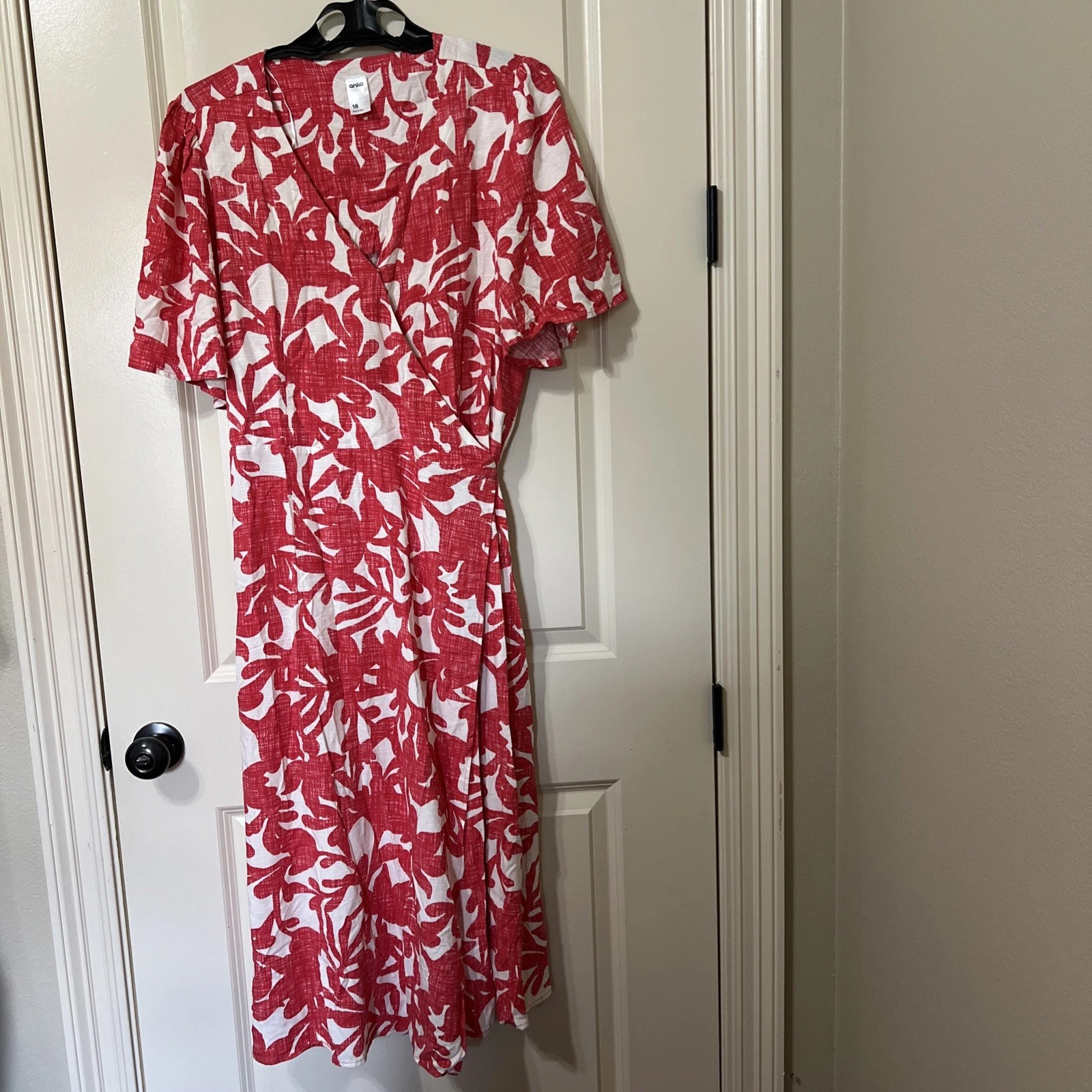 Anko Women's 16 Red floral Wrap Viscose Knee Length Dress | eBay AU