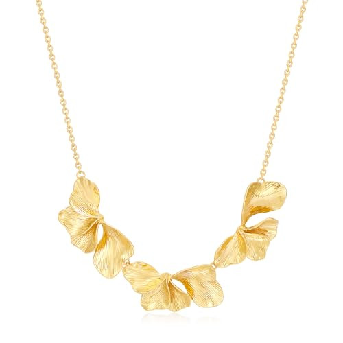 Statement Flower Necklace for Women Gold Plated Chunky Floral Collar Boho Choker Jewelry | Amazon (US)