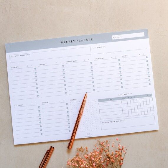 Minimalist A4 Weekly Planner Note Pad  Minimal to Do  - Etsy | Etsy (US)