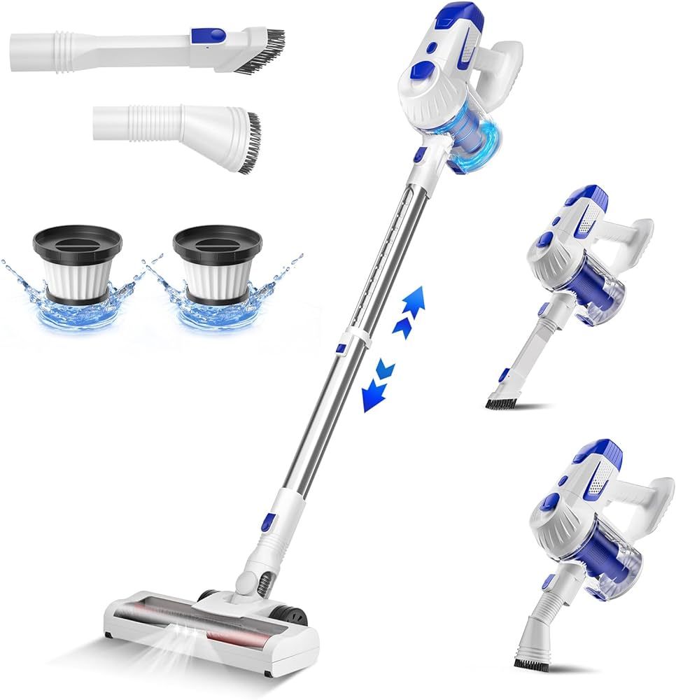 Cordless Vacuum Cleaner 6-in-1, Cordless Stick Vacuum Cleaner, 22Kpa Powerful Stick Vacuum with 4... | Amazon (US)