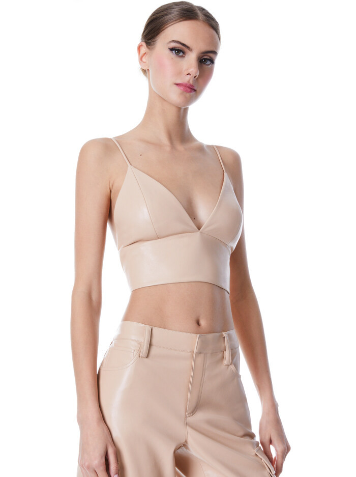 CARLI VEGAN LEATHER BRA TOP | Alice + Olivia