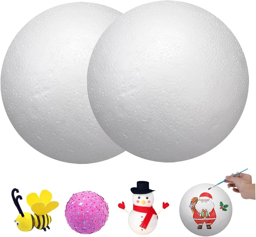 Foam Balls 2Pcs 8inch DIY Smooth White Christmas Polystyrene Balls Styrofoam Balls for Crafts Orn... | Amazon (US)
