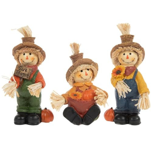 Hobby Lobby Decorative Scarecrow Figurines Set, Fall Harvest Decor, 5.5 inch Height, 3 Pieces, Orange and Blue | Amazon (US)