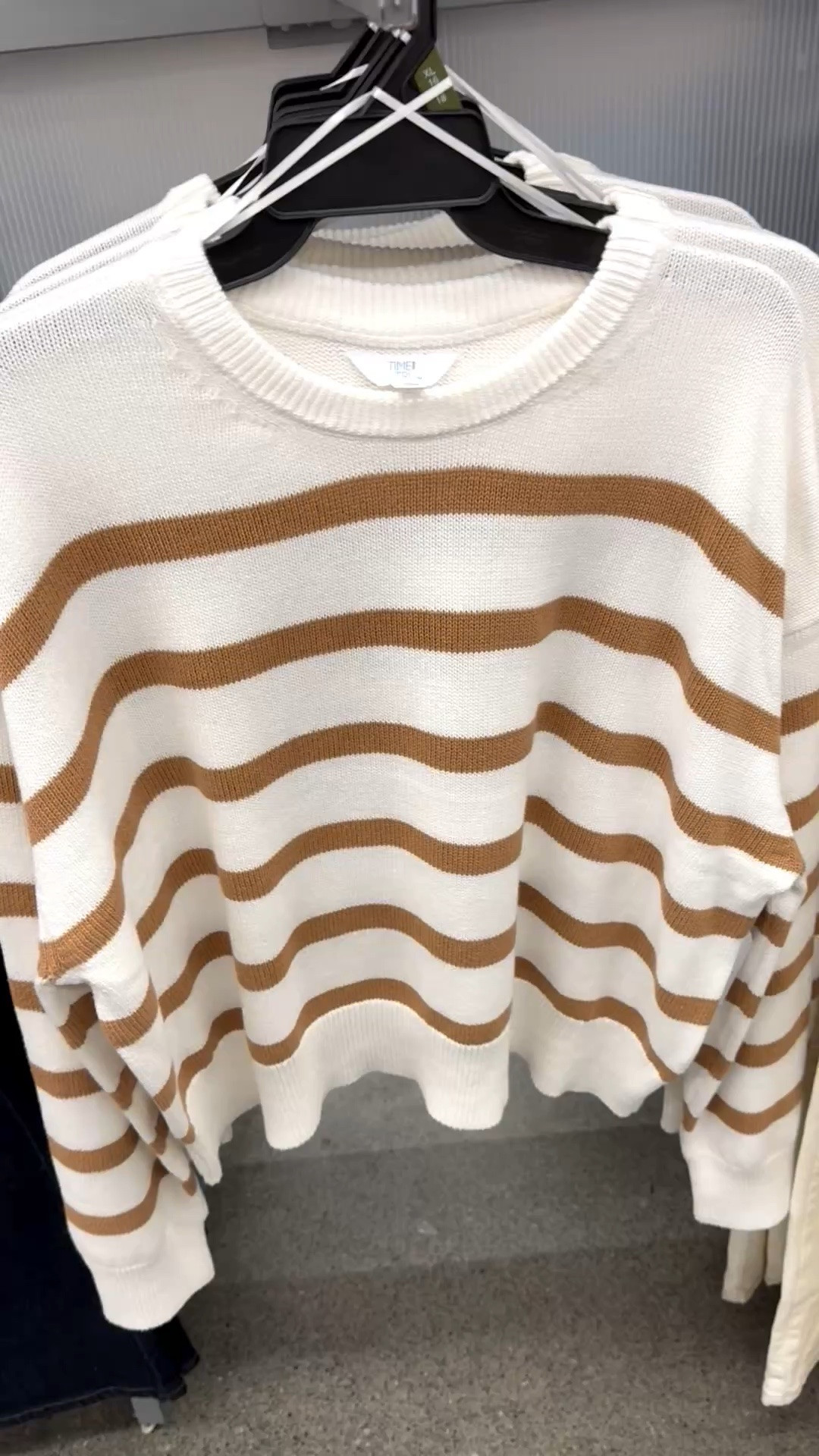 Time and tru crew neck sweater, brown stripes, long sleeved, time and tru off white/cream wide leg large front pocket pantss

#LTKmomlife #LTKootd #LTKgrwm