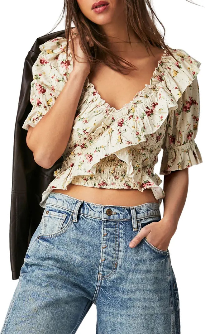 Favorite Girl Floral Print Ruffle Crop Top | Nordstrom