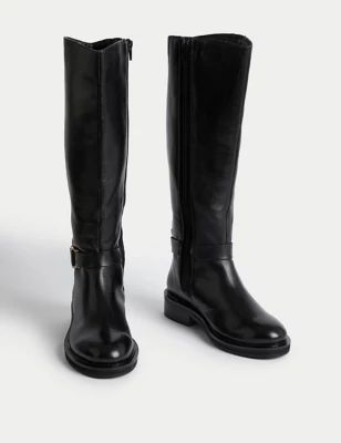 Leather Flat Riding Boots | M&S Collection | M&S | Marks & Spencer IE