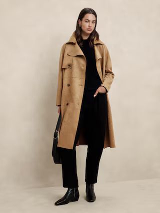 Vegan Suede Trench Coat | Banana Republic Factory