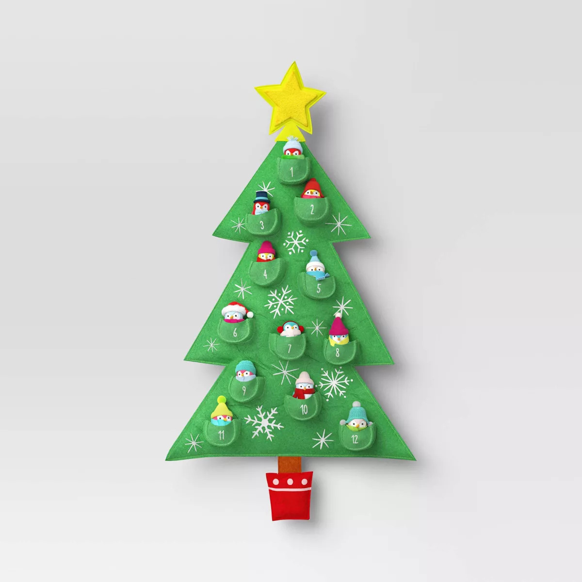 31" Featherly Friends™ Christmas Tree Hanging Fabric Countdown Calendar Green - Wondershop™ | Target