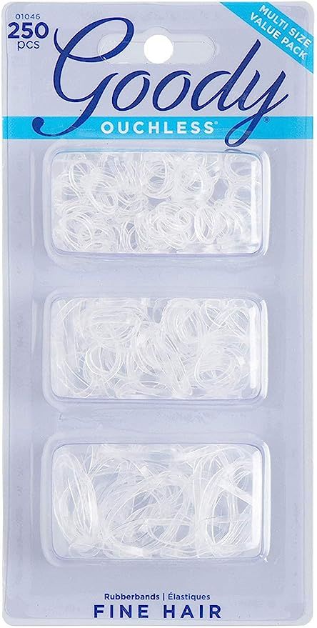 Goody Ouchless Womens Polyband Elastic Hair Tie - 250 Count, Clear - Fine Hair - Hair Accessories... | Amazon (US)