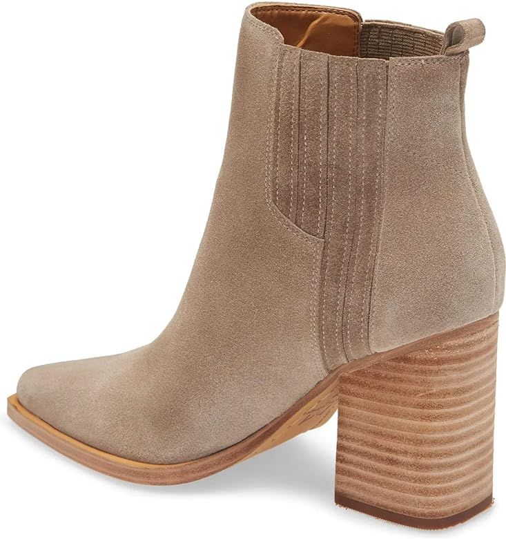 Imily Bela Women's Elastic Ankle Boots Pointed Toe Chunky Stacked Mid Heel Booties Winter Shoes | Amazon (US)