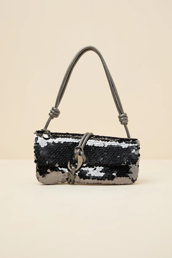 Alice Gunmetal Silver Sequin Shoulder Bag | Lulus