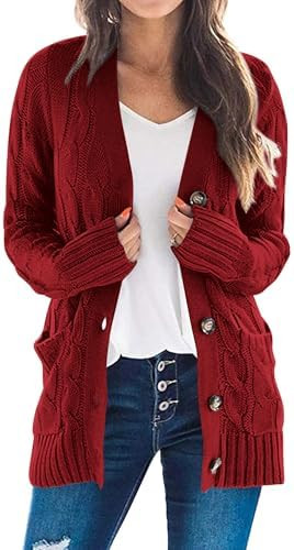PRETTYGARDEN Women's Open Front Cardigan Sweaters Fall Fashion Button Down Cable Knit Chunky Wint... | Amazon (US)
