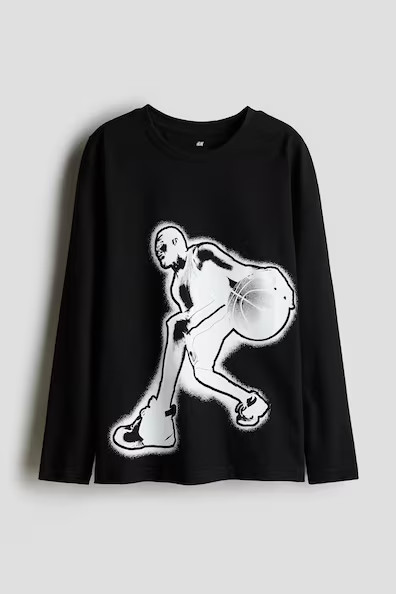 H & M - Long-Sleeved T-Shirt - Black | H&M (US + CA)