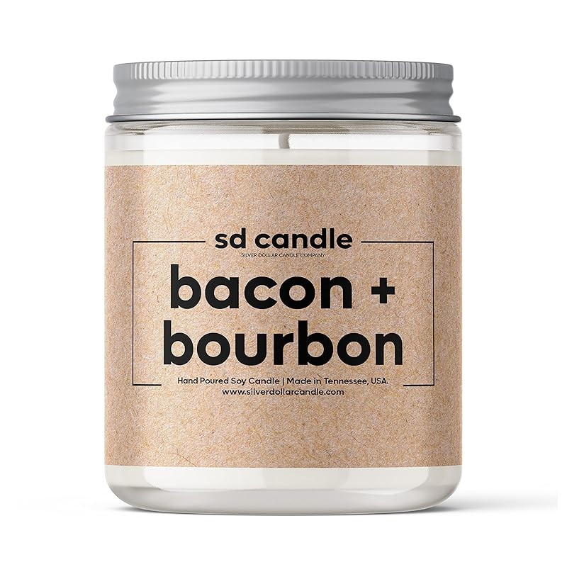 Silver Dollar Candle Co - Bacon & Bourbon Candle - 8 oz Handmade Soy Wax - Gifts for Men - Apartm... | Amazon (US)