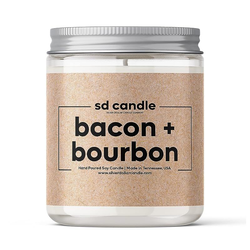 Silver Dollar Candle Co - Bacon & Bourbon Candle - 8 oz Handmade Soy Wax - Gifts for Men - Apartm... | Amazon (US)