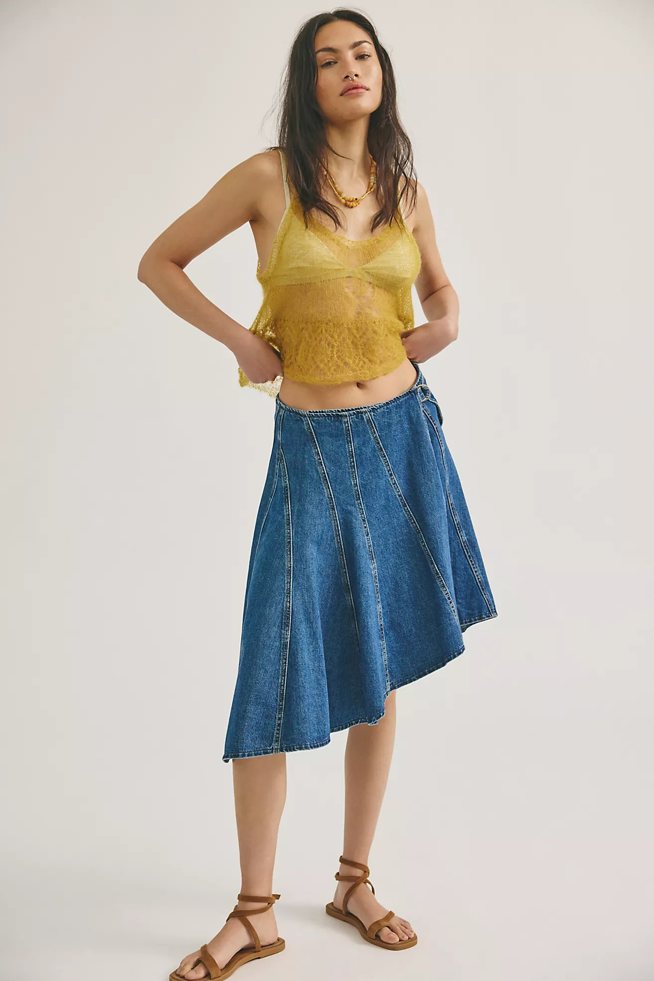 We The Free Off Beat Denim Midi Skirt | Free People (Global - UK&FR Excluded)