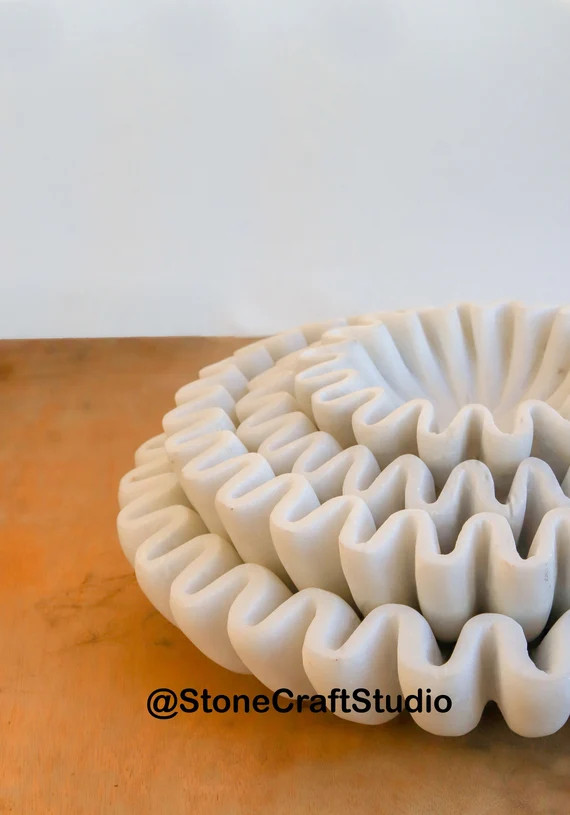 7 Inch Marble Ruffle Bowl, Marble Fruit Bowl,Decorative Marble Scallop Bowl , Jewellery Dish, Bir... | Etsy (US)