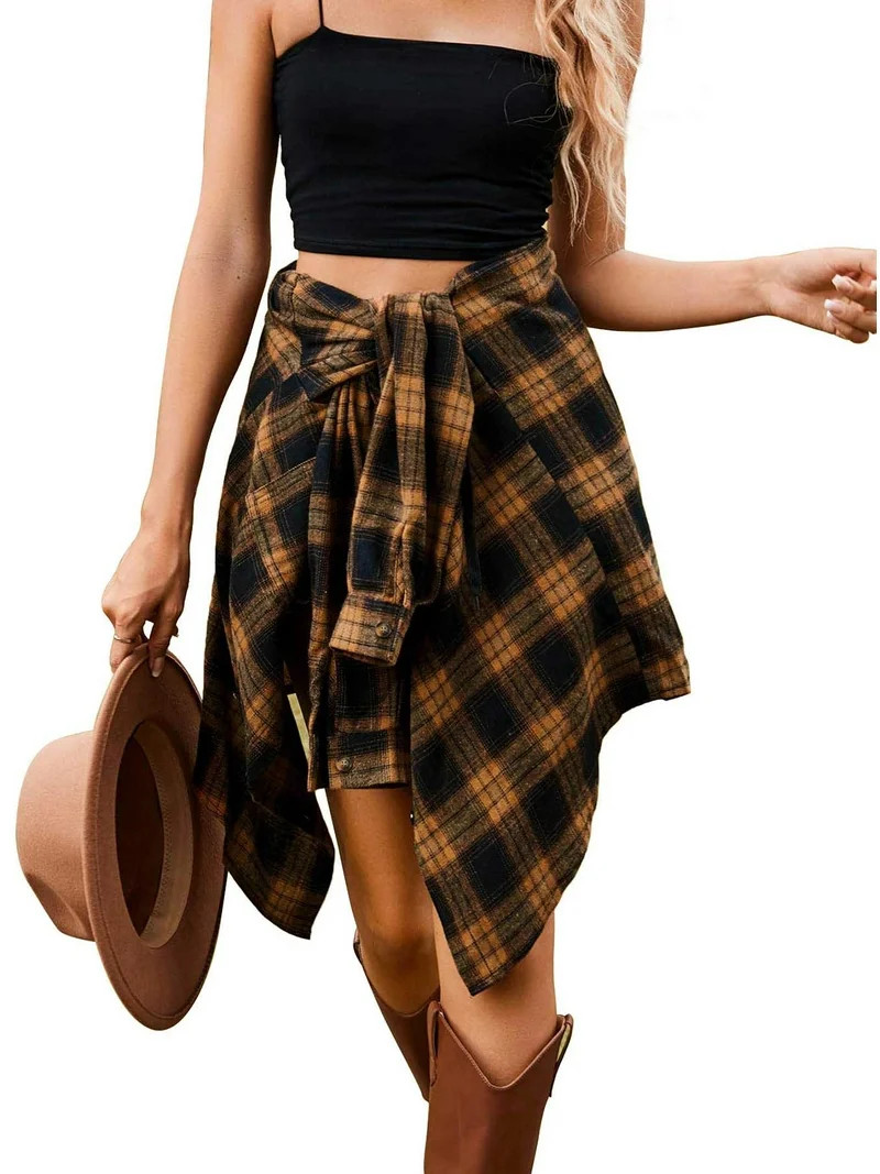 Fantaslook Plaid Flannel Shirts for Women Oversized Long Sleeve Button Down Shirts Blouses Tops | Walmart (US)
