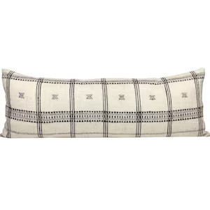 LARK | Long Lumbar Cream and Brown Vintage Wool Pillow Cover, Bhujodi Wool, Lumbar Pillow, Wool P... | Etsy (US)