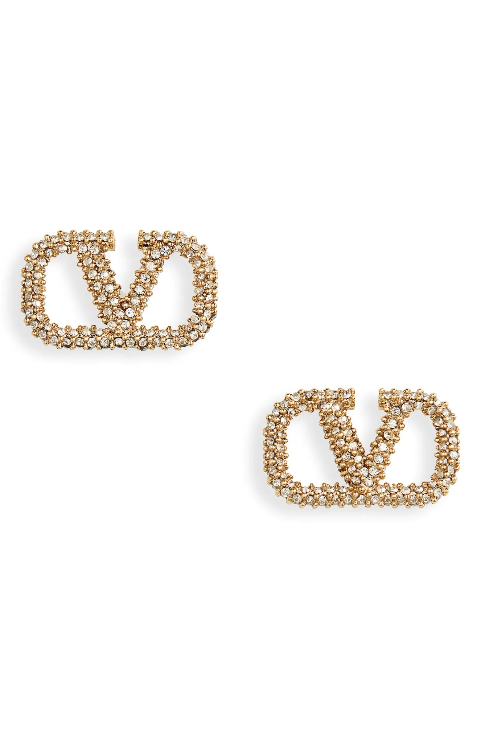 Valentino Garavani Pavé Crystal VLOGO Stud Earrings | Nordstrom | Nordstrom