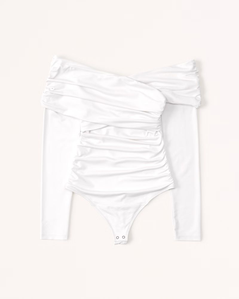 Long-Sleeve Ruched Wrap Bodysuit | Abercrombie & Fitch (US)