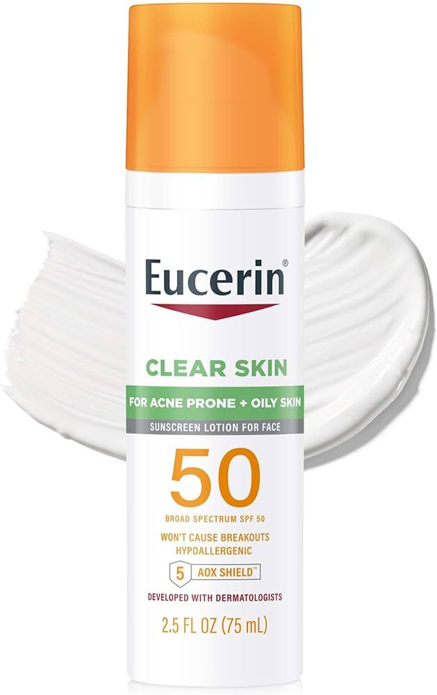 Eucerin Sun Clear Skin SPF 50 Face Sunscreen Lotion, Hypoallergenic, Fragrance Free Sunscreen SPF... | Amazon (US)