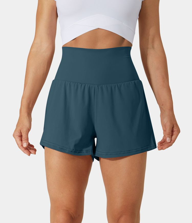 Women’s Super High Waisted Back Pocket & Side Hidden Pocket 2-in-1 Yoga Shorts 2.5" - Halara | HALARA