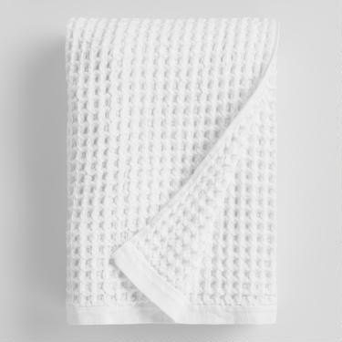 White Waffle Weave Cotton Bath Towel | World Market