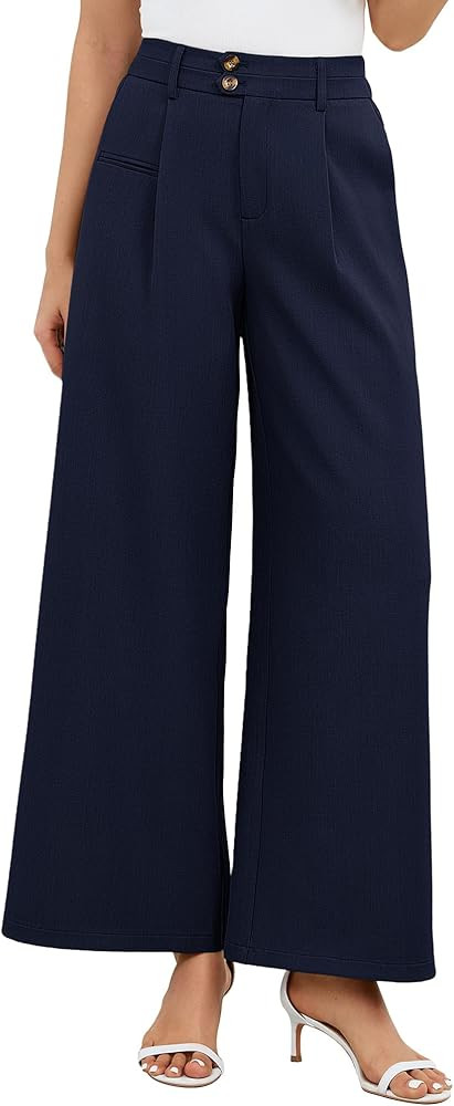 Eddoyee Wide Leg Dress Pants Women, High Waisted Business Palazzo Pants Office Work Casual Trouse... | Amazon (US)
