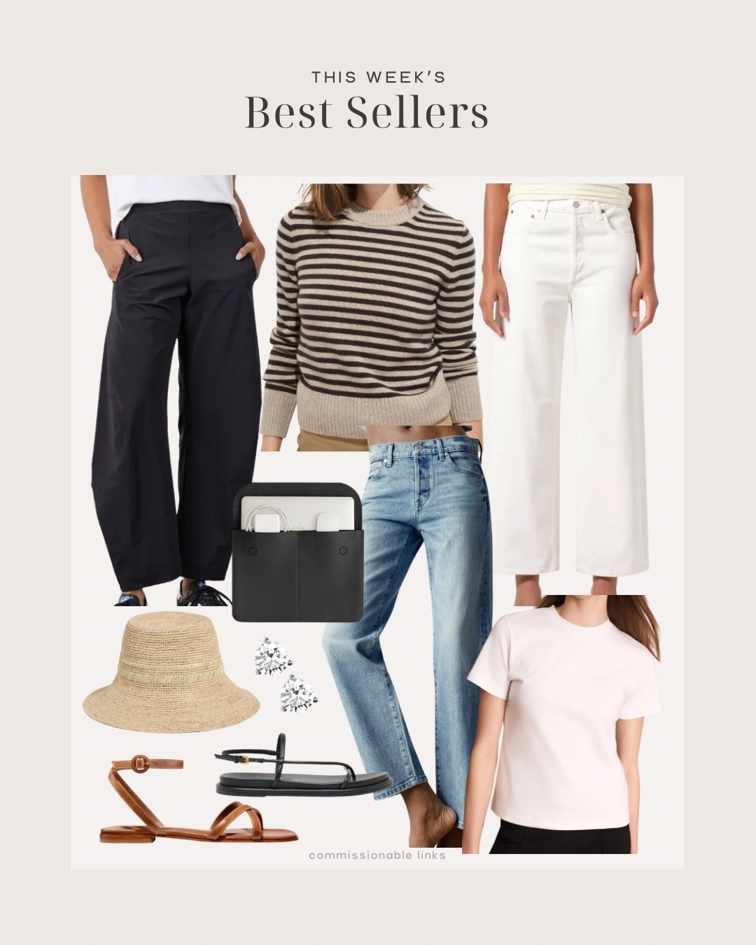 Weekly Bestsellers

Travel pants 
Strap sandals
Package hat
Tech travel carryall

#LTKSeasonal #LTKTravel