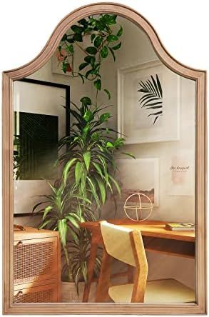 Wallbeyond Farmhouse Wood Framed Wall Mirror, 24" x 36" Arch Wall Mirror for Bathroom, Natural Wo... | Amazon (US)