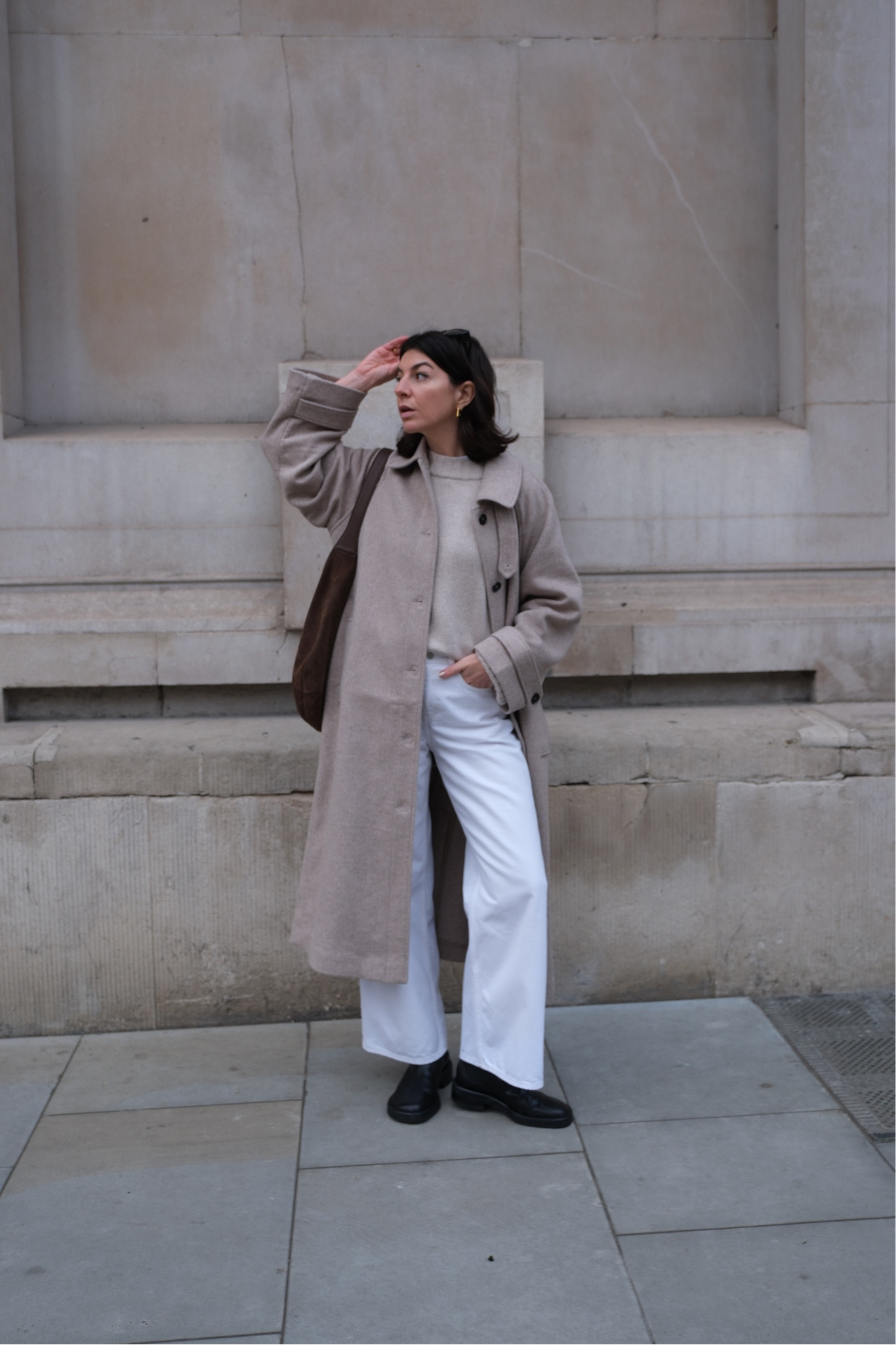 Long wool trench coat, white straight jeans, boots, wool jumper, leather bag

#LTKstyletip #LTKeurope #LTKSeasonal